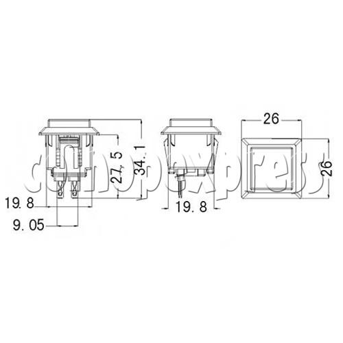 26mm Square Push Button with Clipper 8859 26mm Square Push Button with Clipper 8859