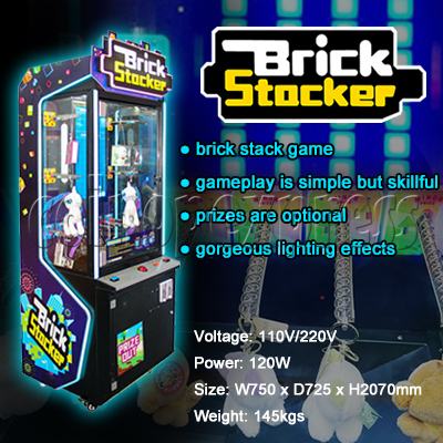 Brick Stacker Skill Test Prize Redemption Machine on HOT sale!